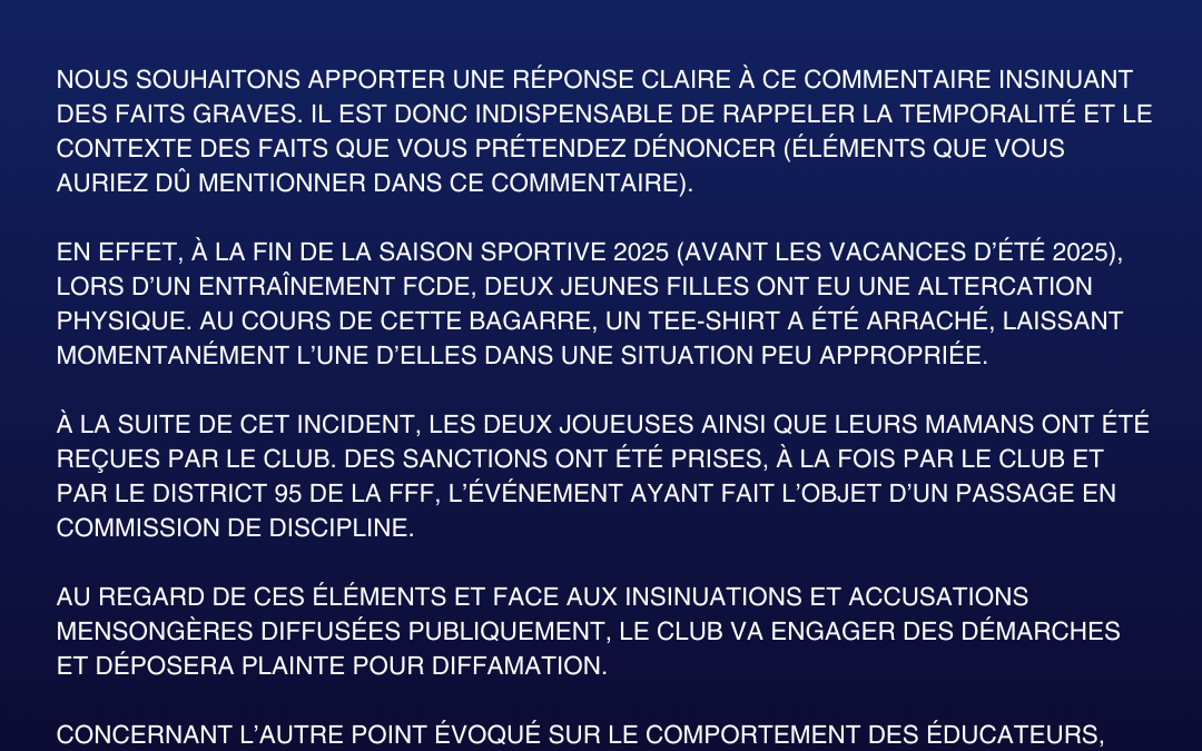 Droit de réponse du 05/03/2026